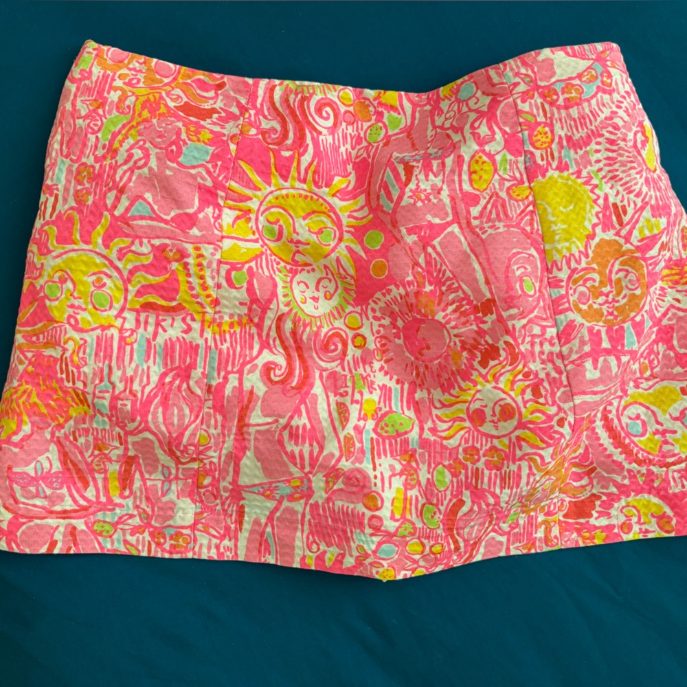 Lilly Pulitzer January Pickleball Tennis Golf Pink White Skirt Skort 100% Cotton - Picture 5 of 6